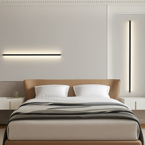 minimalist cuboid LED wall light in aluminum with dimmable remote control - vue 4 sur 22