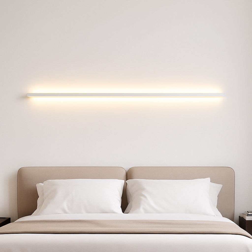minimalist cuboid LED wall light in aluminum with dimmable remote control - vue 4 sur 22