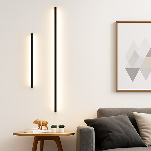 minimalist cuboid LED wall light in aluminum with dimmable remote control - vue 6 sur 22