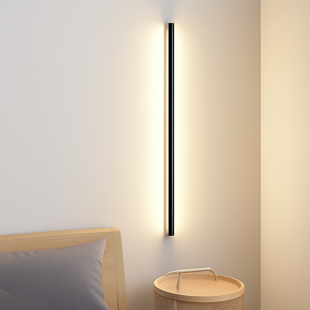 minimalist cuboid LED wall light in aluminum with dimmable remote control - vue 6 sur 22