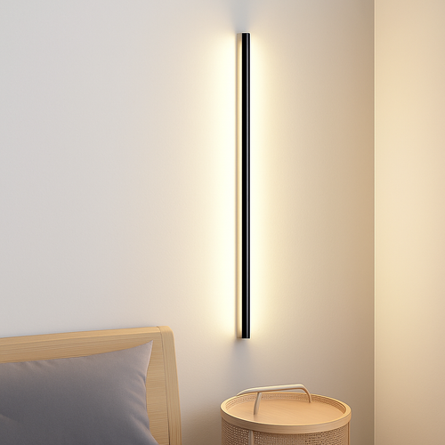 minimalist cuboid LED wall light in aluminum with dimmable remote control - vue 7 sur 22