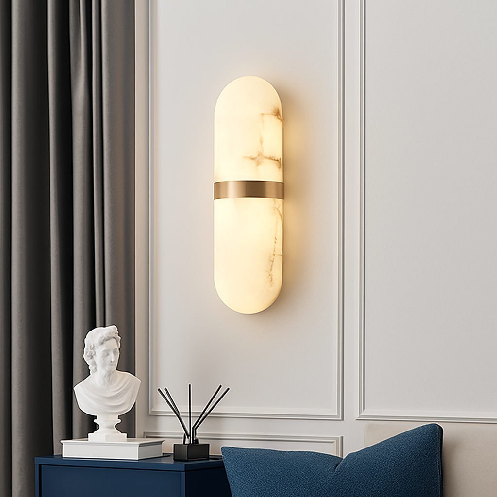applique murale led demi-cylindre imitation marbre - vue 4 sur 8