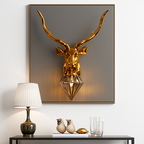 Applique murale LED design cerf (doré ou argenté)