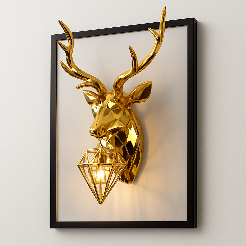 Applique murale LED design cerf (doré ou argenté) - vue 6 sur 7