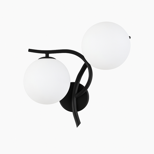 Applique murale LED design croisé avec boule de verre (noir ou doré) - vue 2 sur 8