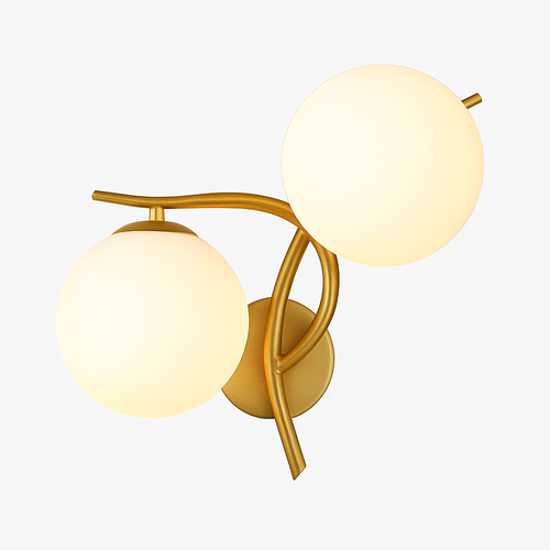 Applique murale LED design croisé avec boule de verre (noir ou doré) - vue 7 sur 8