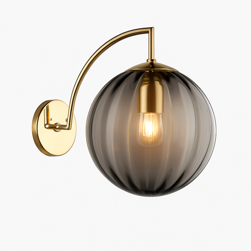 Applique murale LED doré avec boule en verre fumé Scone