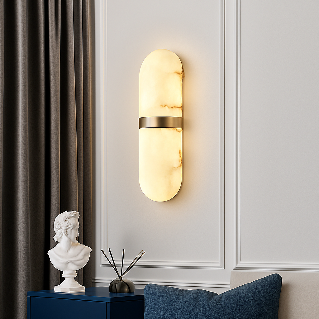applique murale led elliptique imitation marbre style européen minimaliste - vue 4 sur 7