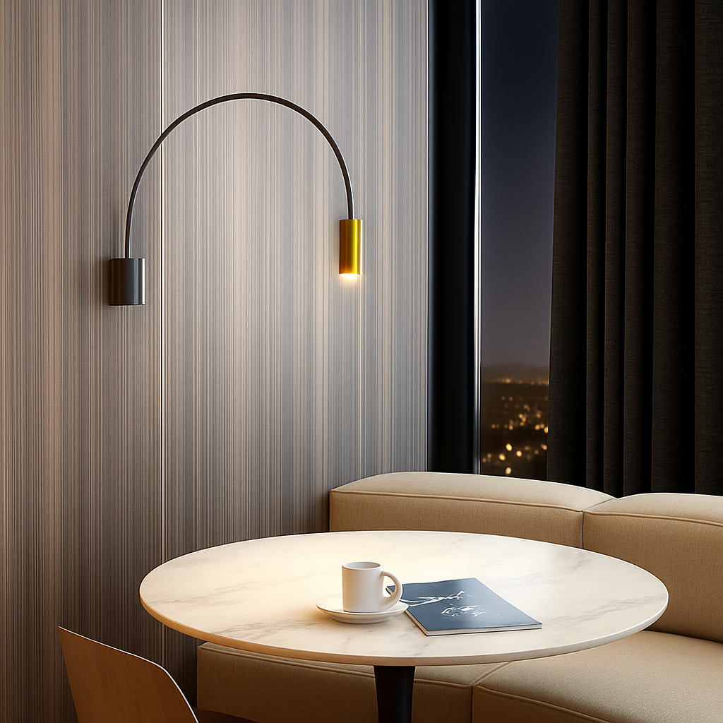 applique murale led en arc doré design moderne pour intérieur élégant - vue 6 sur 9