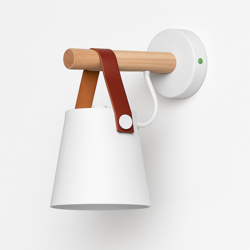 Applique murale LED en bois avec abat-jour suspendu