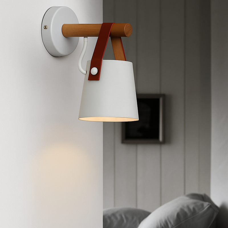 Applique murale LED en bois avec abat-jour suspendu