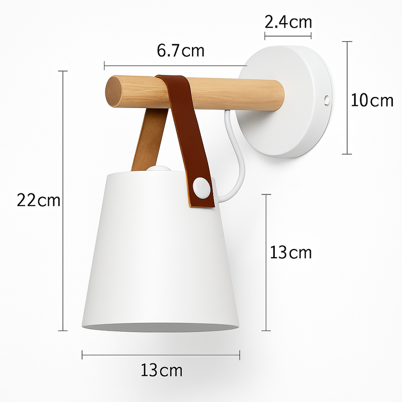 Applique murale LED en bois avec abat-jour suspendu