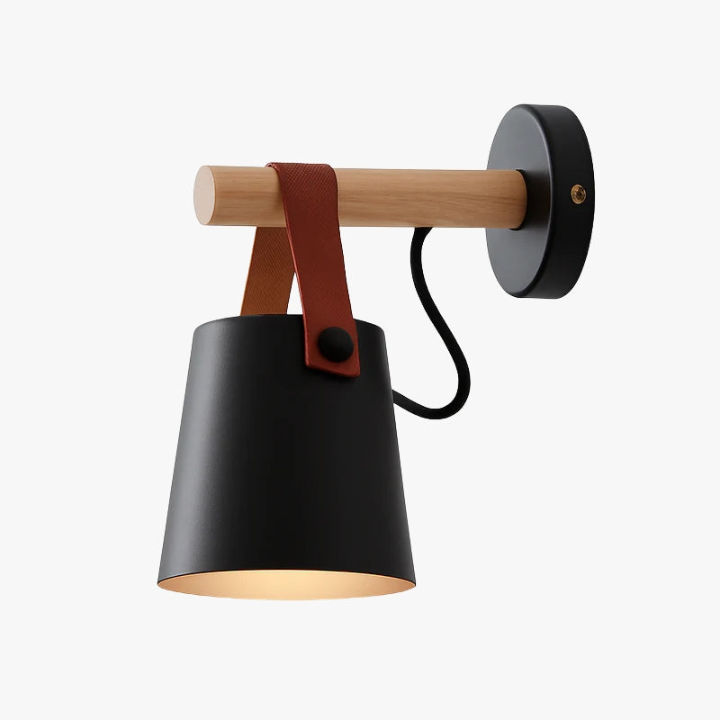 Applique murale LED en bois avec abat-jour suspendu