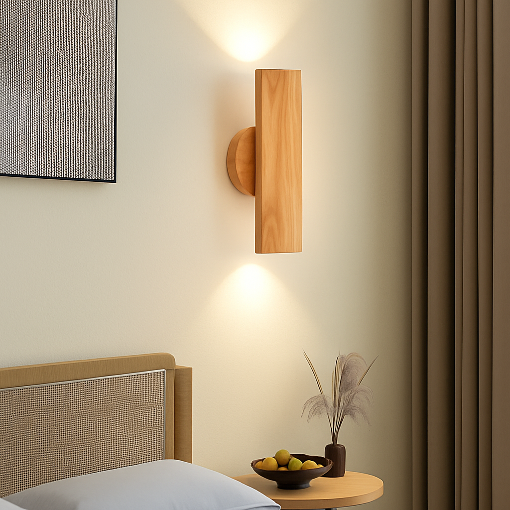 Applique murale LED en bois massif de Style nordique - vue 3 sur 8