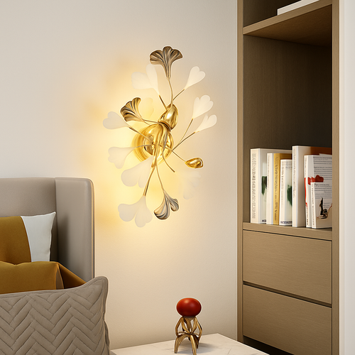 applique murale led en céramique avec motif de fleurs romantiques et feuilles - vue 5 sur 8