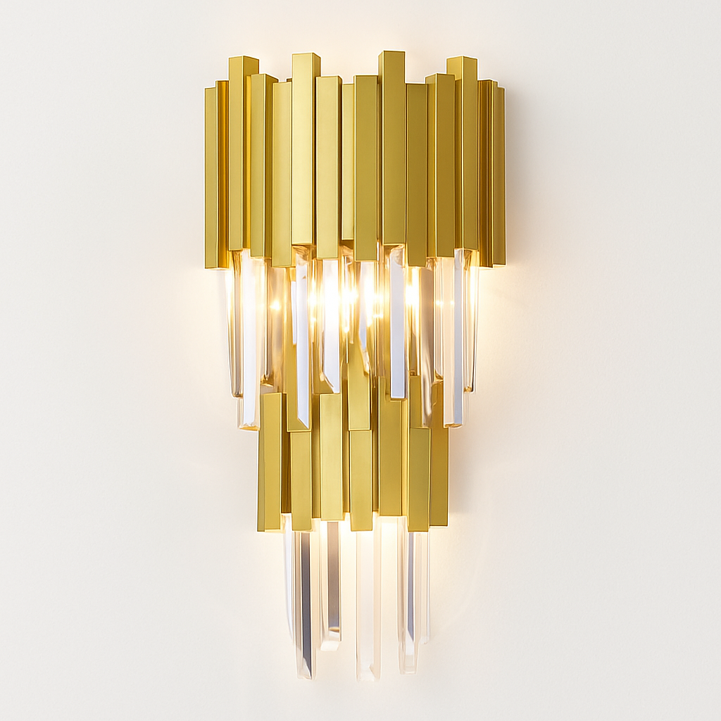 applique murale led en cristal doré design moderne pour décoration intérieure - vue 4 sur 9
