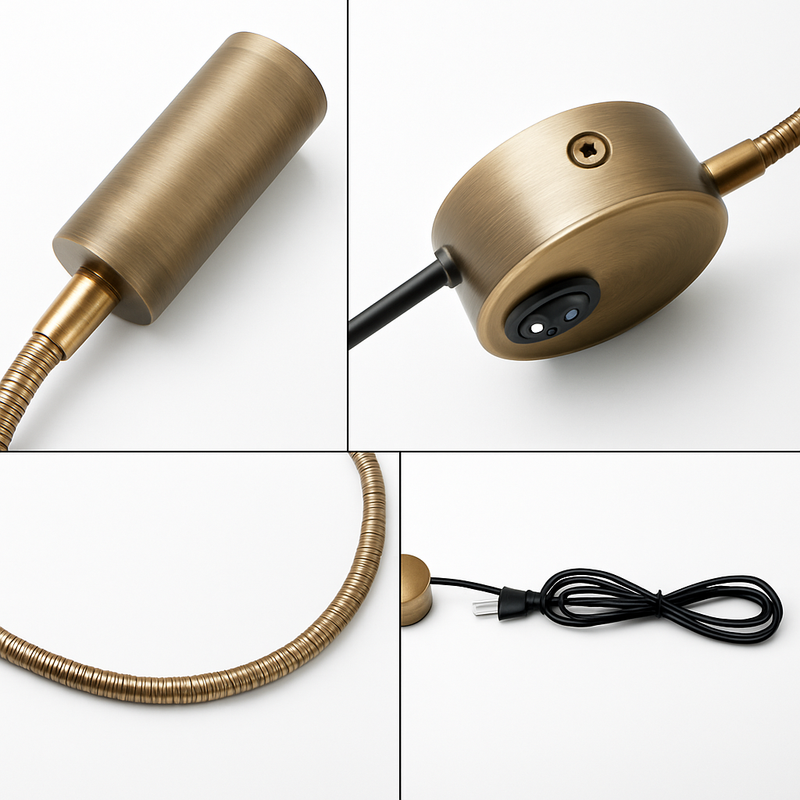 applique murale led flexible à col de cygne avec cordon de prise
