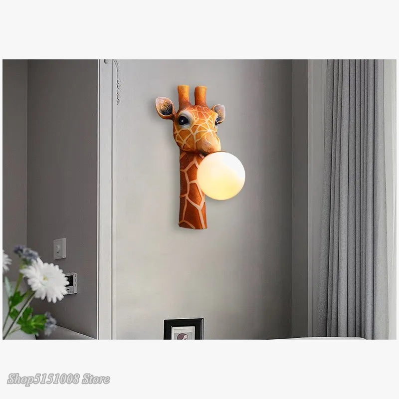 applique murale led girafe dessin animé moderne enfant européen maison salon chambre
