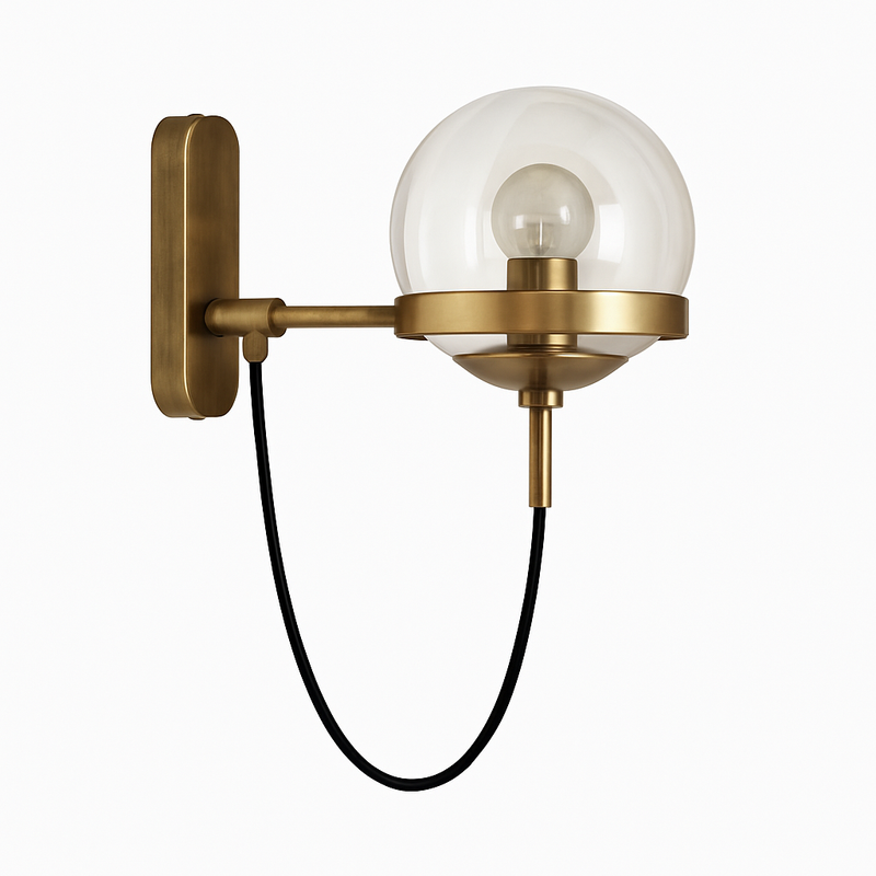 Applique murale LED métal et boule en verre