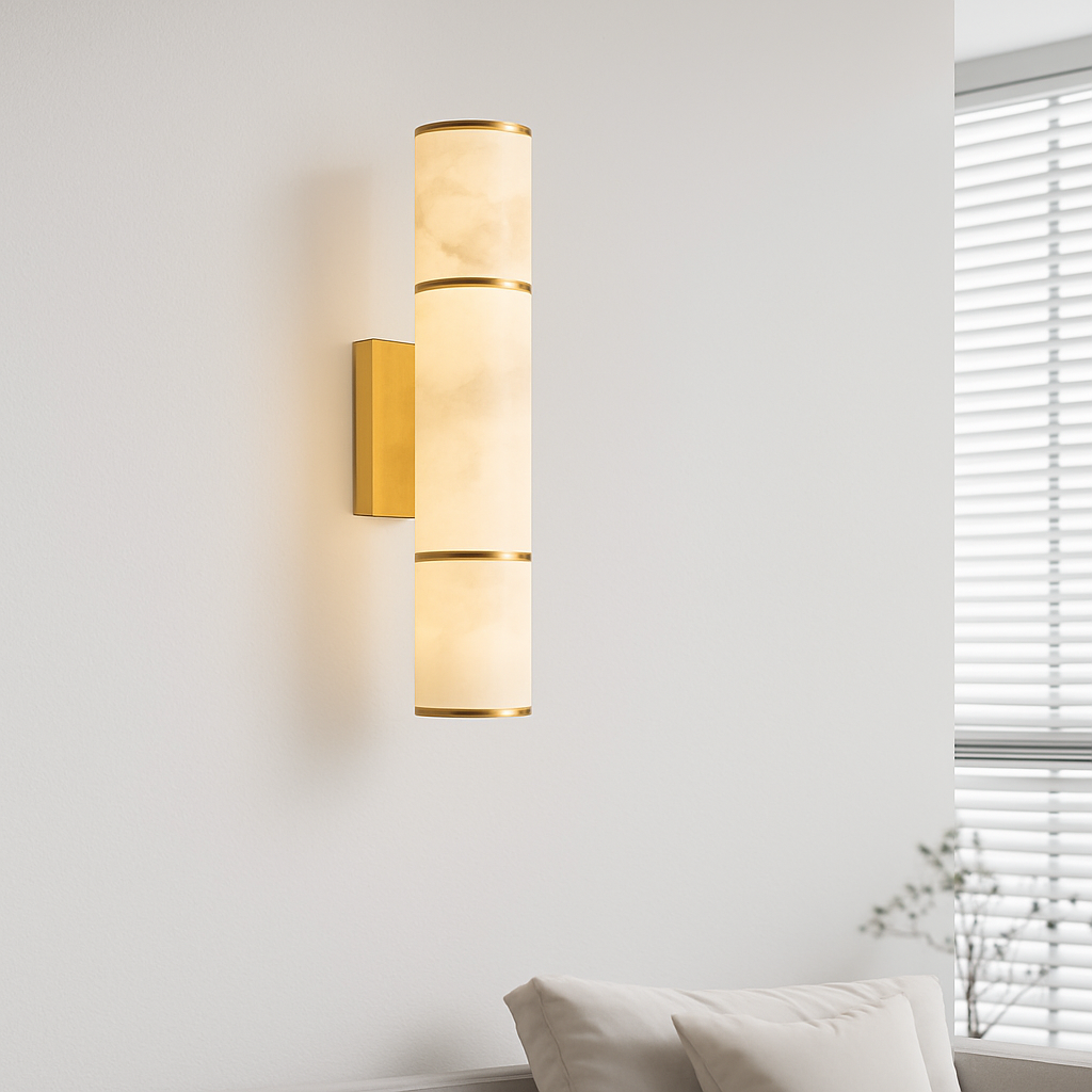 applique murale led marbre moderne en cuivre naturel - vue 3 sur 12