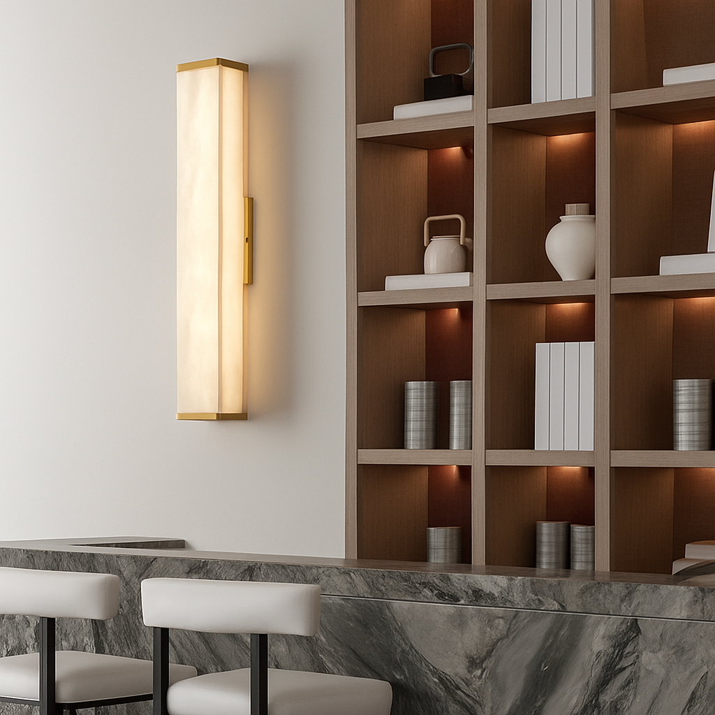 applique murale led marbre moderne en cuivre naturel - vue 5 sur 12