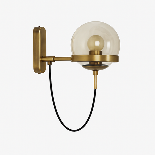 Applique murale LED métal et boule en verre