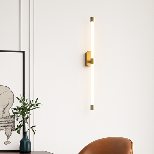Minimalist LED wall light in copper and acrylic nordic style - vue 2 sur 10