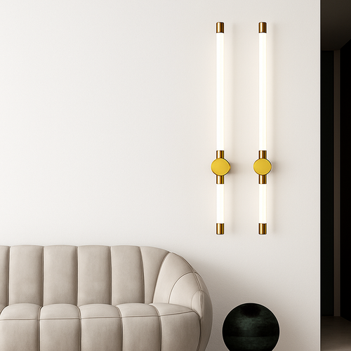 Minimalist LED wall light in copper and acrylic nordic style - vue 3 sur 10
