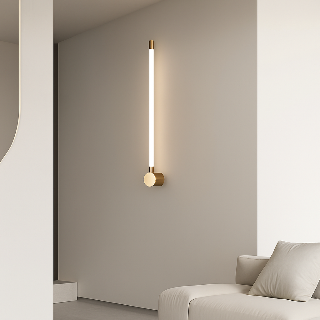 Minimalist LED wall light in copper and acrylic nordic style - vue 3 sur 10