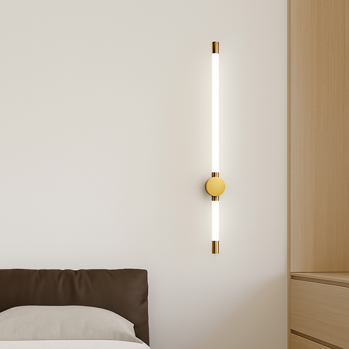 Minimalist LED wall light in copper and acrylic nordic style - vue 5 sur 10