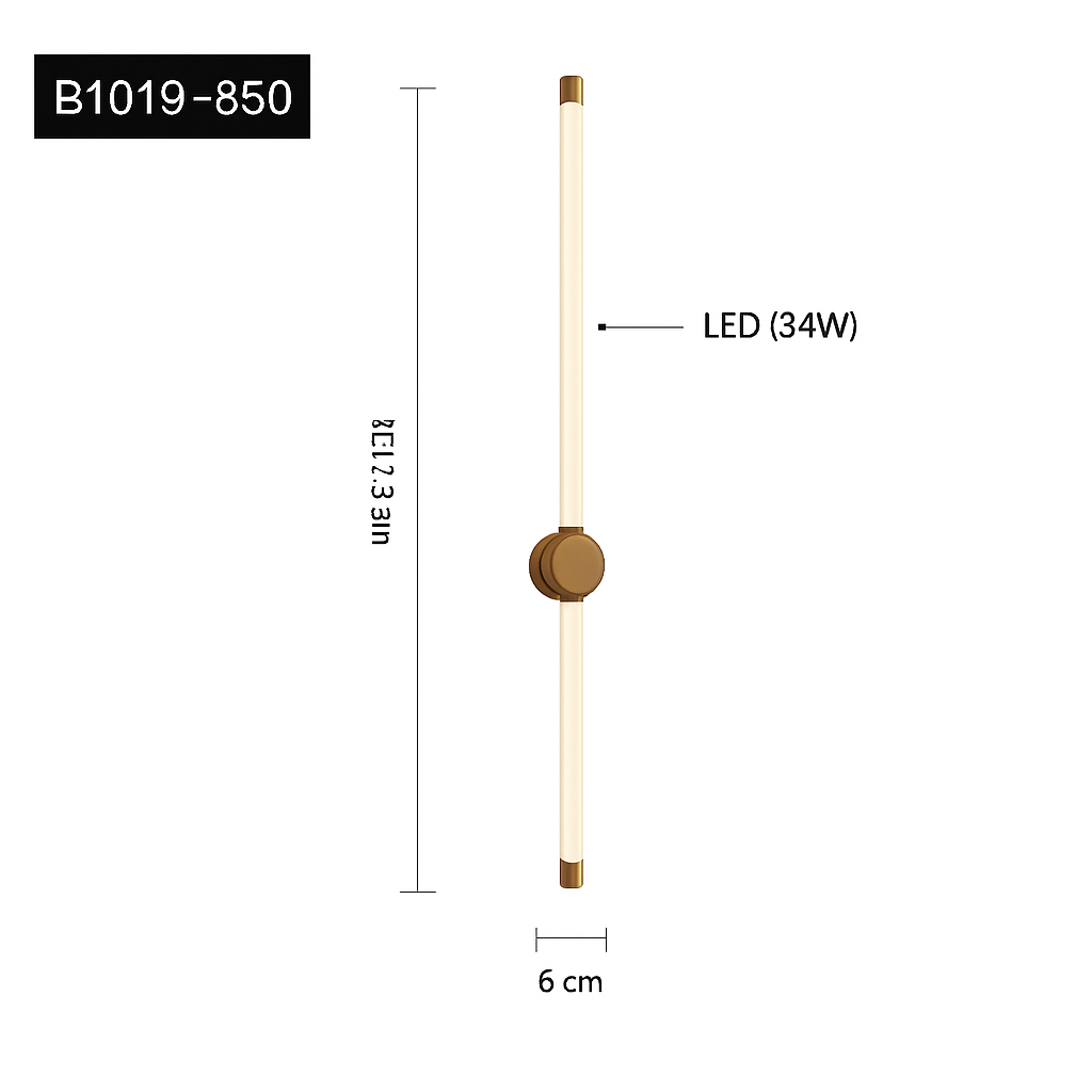 Minimalist LED wall light in copper and acrylic nordic style - vue 9 sur 10