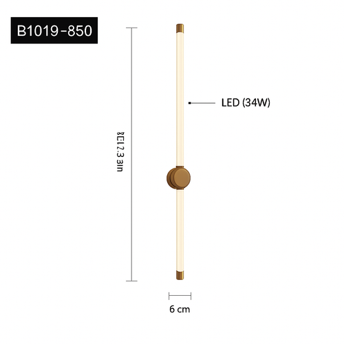 Minimalist LED wall light in copper and acrylic nordic style - vue 10 sur 10