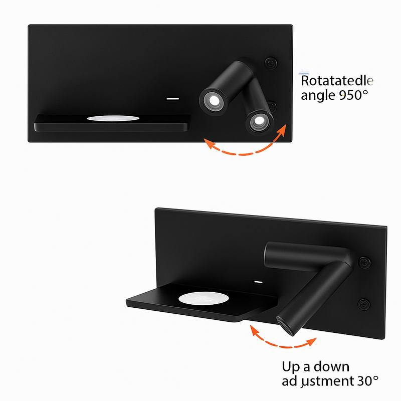 applique murale led moderne avec chargeur sans fil et rétro-éclairage usb
