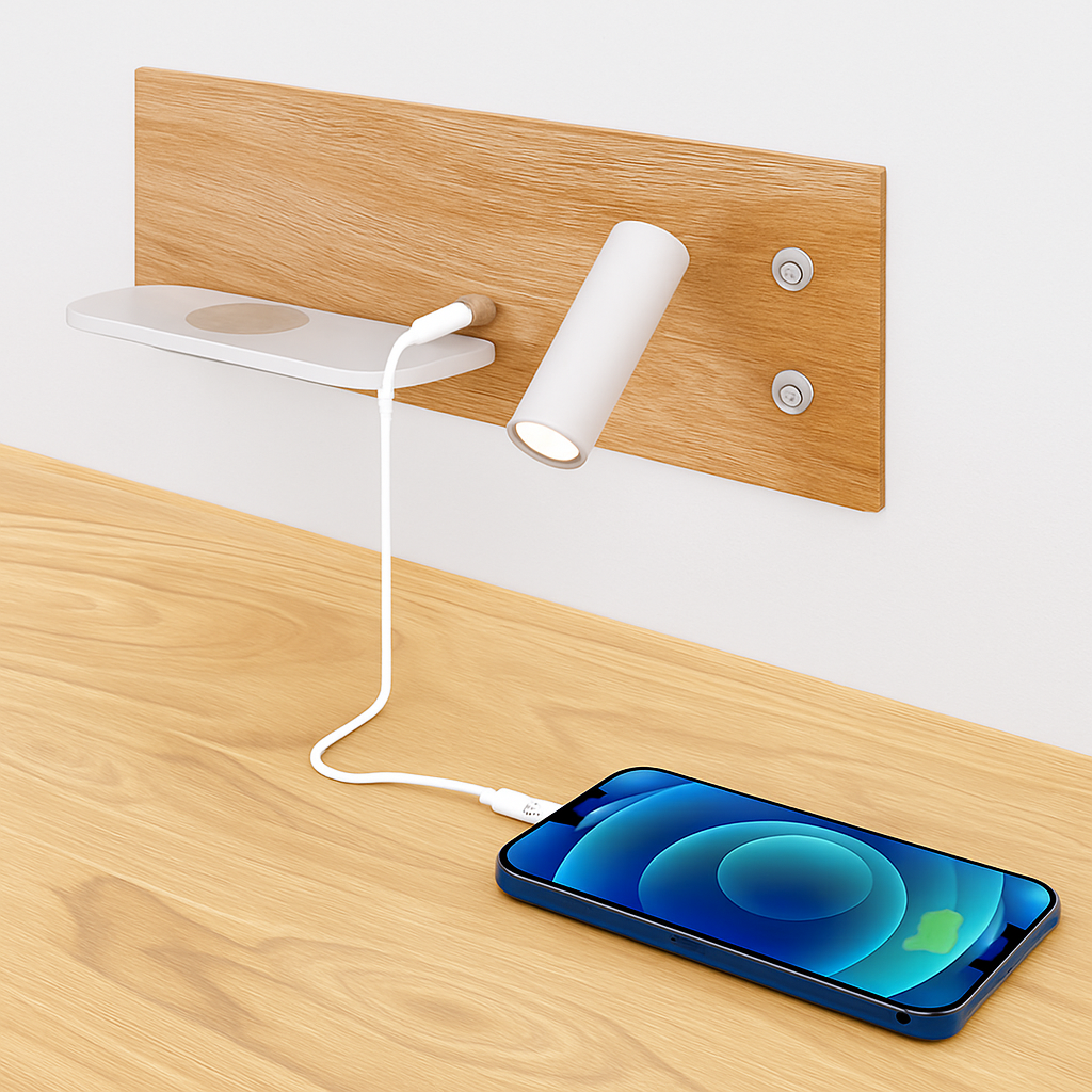 applique murale led moderne avec chargeur sans fil pour décoration intérieure - vue 3 sur 17