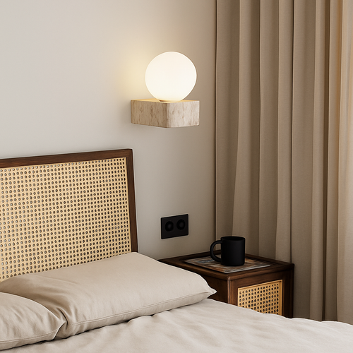 applique murale led moderne en verre avec pierre naturelle