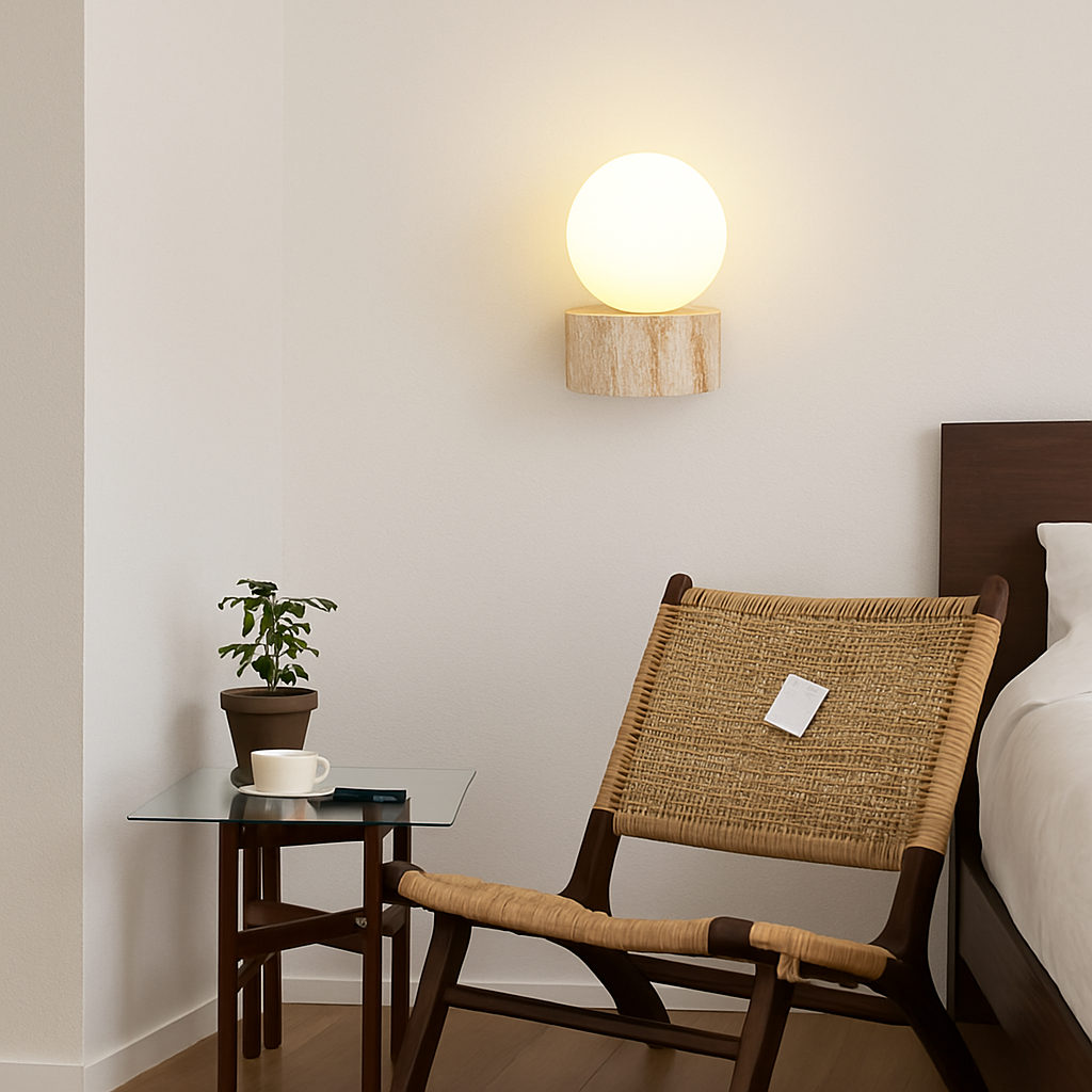 applique murale led moderne en verre avec pierre naturelle - vue 4 sur 7