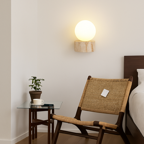 applique murale led moderne en verre avec pierre naturelle