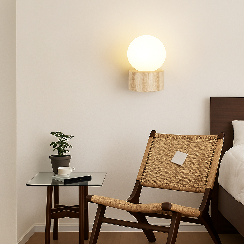 applique murale led moderne en verre avec pierre naturelle - vue 4 sur 7