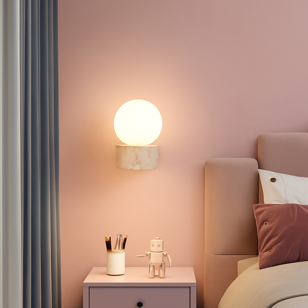 applique murale led moderne en verre avec pierre naturelle - vue 5 sur 7