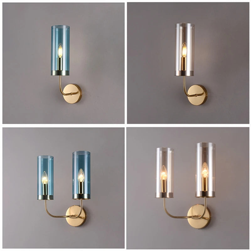 applique murale led moderne en verre doré luminaire décoratif d'intérieur