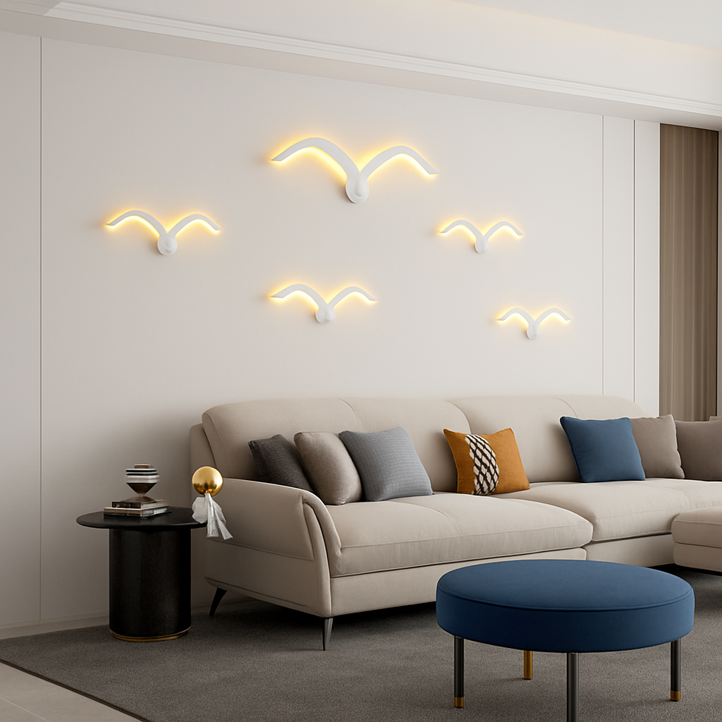 applique murale led modernes en forme de mouette en acrylique - vue 5 sur 8