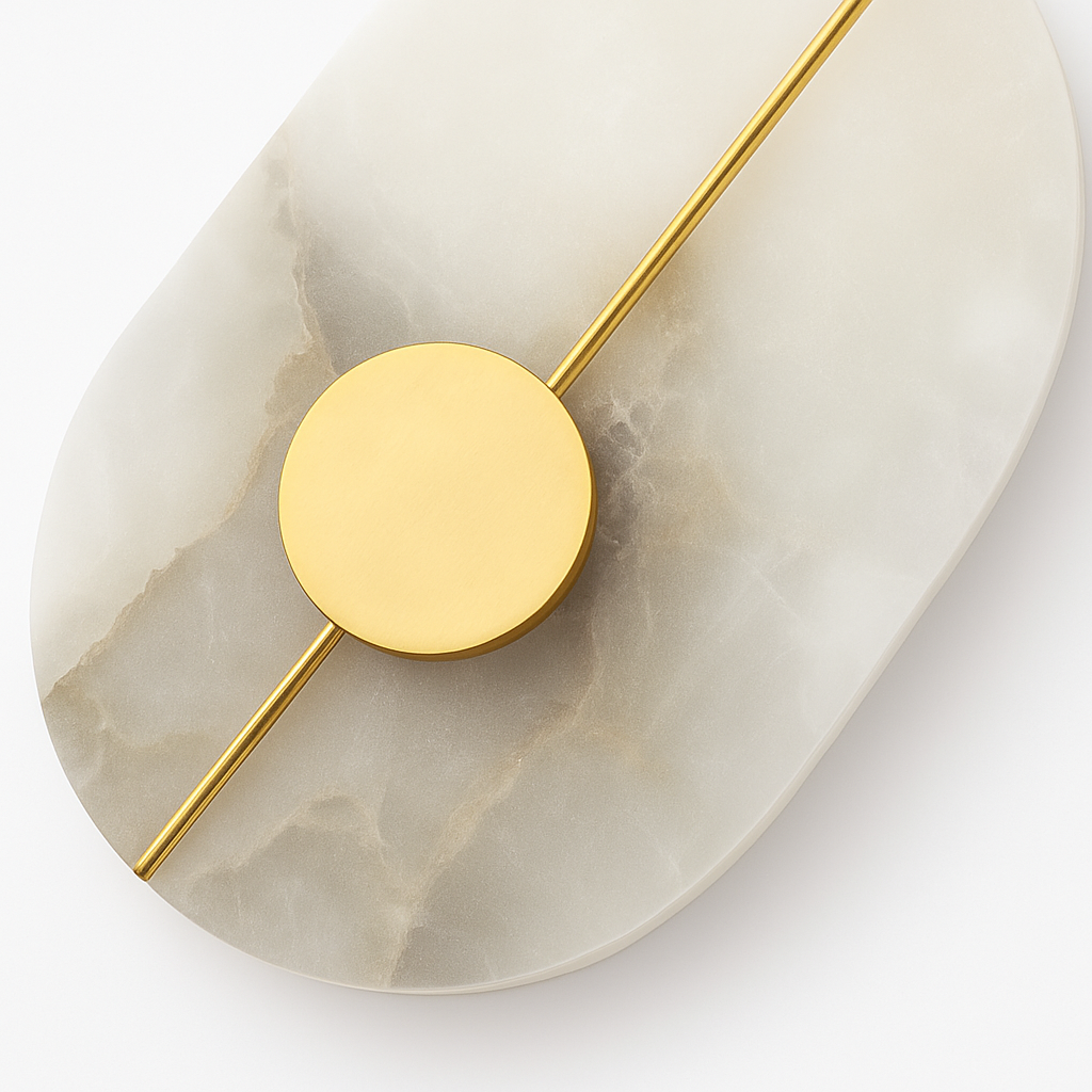 Applique murale LED ronde en marbre et cuivre doré - vue 5 sur 10