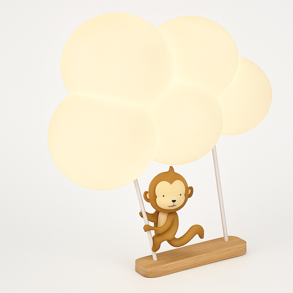 applique murale led singe lapin nuage pour enfants