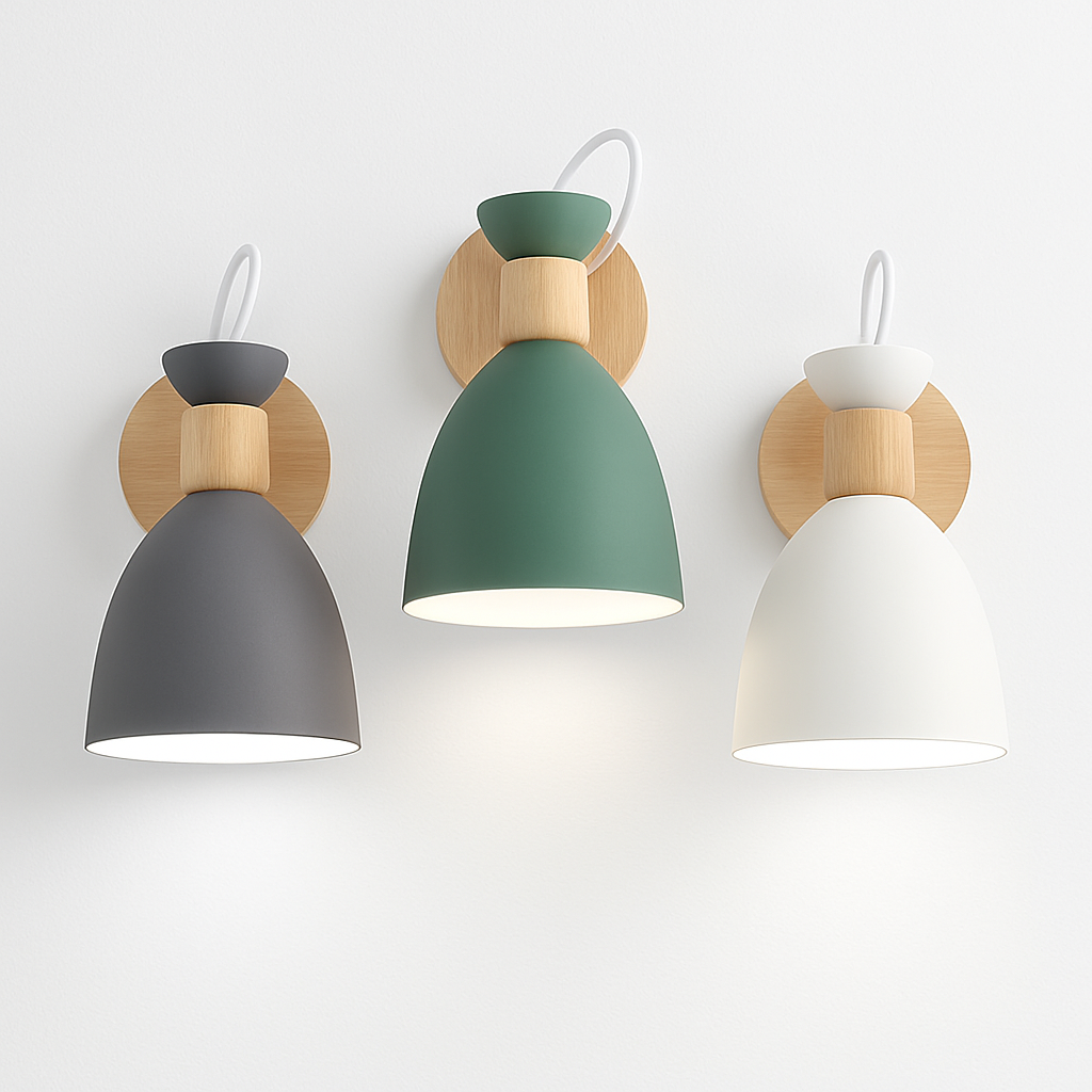 applique murale led style nordique en bois moderne - vue 2 sur 9
