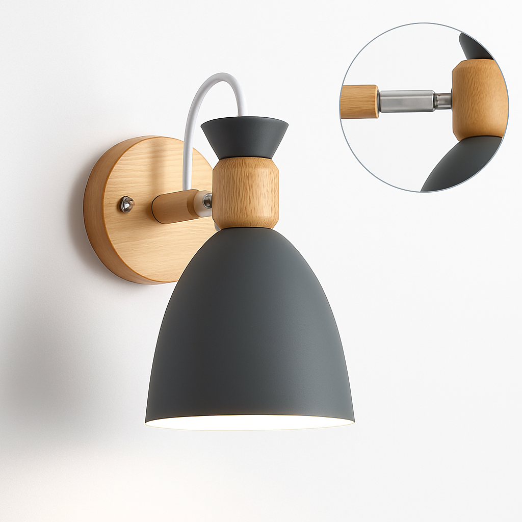 applique murale led style nordique en bois moderne - vue 3 sur 9