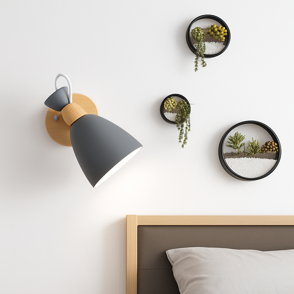 applique murale led style nordique en bois moderne - vue 5 sur 9