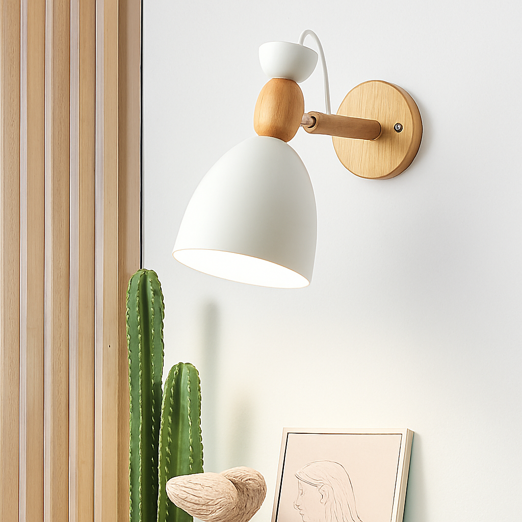applique murale led style nordique en bois moderne - vue 7 sur 9