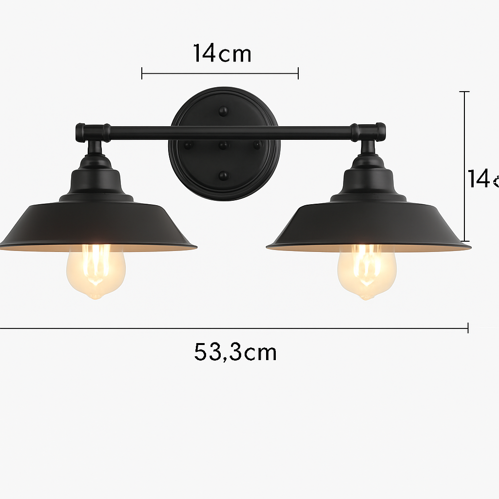 applique murale Loft industriel Vintage Double tête fer - vue 3 sur 6