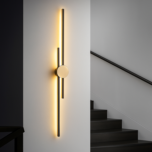 applique murale minimaliste en laiton led atmosphère - vue 2 sur 18