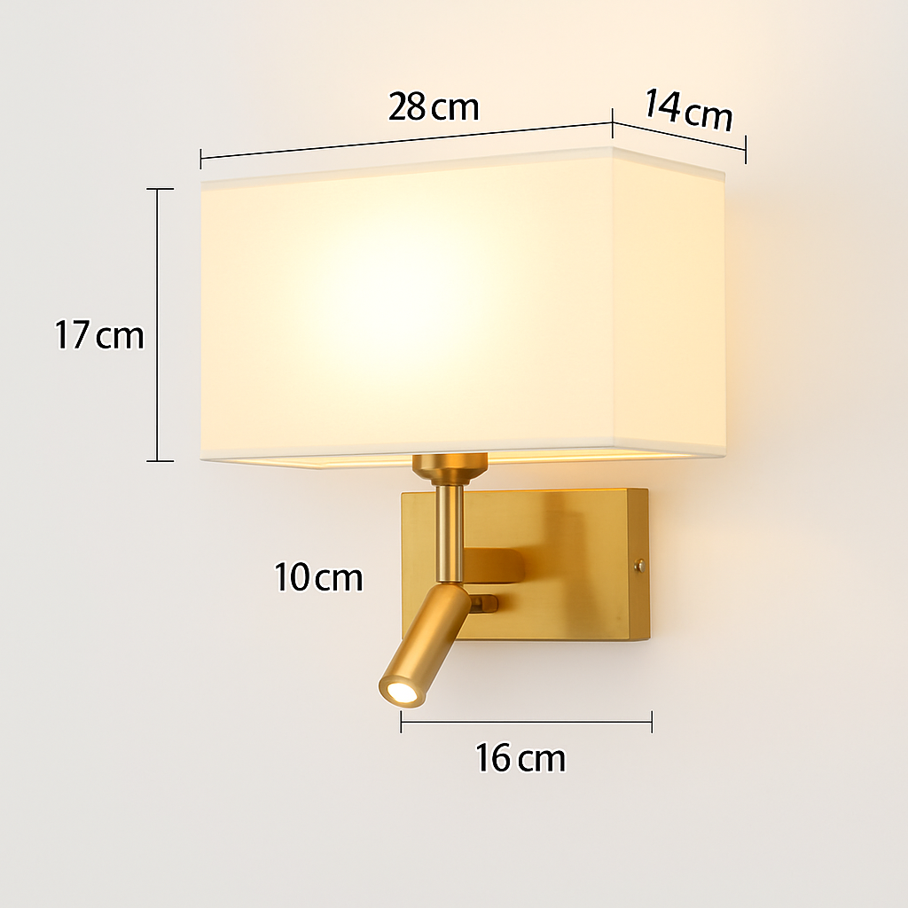applique murale moderne abat jour tissu avec spot réglable 360 degrés - vue 14 sur 14
